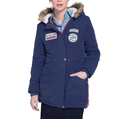 Covermason Damen Mantel Herbst Winter Frau Warm Jacke Mit Kapuze Lange Pelzkragen Schlanker Winter Parka Outwear Mäntel