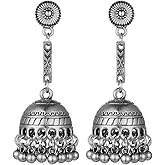 Boho Bell Dangle Jhumka Jhumki Earrings for Women Traditional Tassel Beaded Ball Drop Earring Indian Ethnic Gypsy Dangling Earring Bohemian Oxidized Bollywood Jewelry Gifts Xmas Wedding