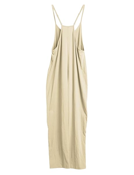 DAACEE CASUAL BLACK JUMPSUIT FOR WOMEN DRESSY V NECK SLEEVELESS SPAGHETTI STRAPS HAREM LONG PANTS BIB OVERALLS(0490-APRICOT-S)