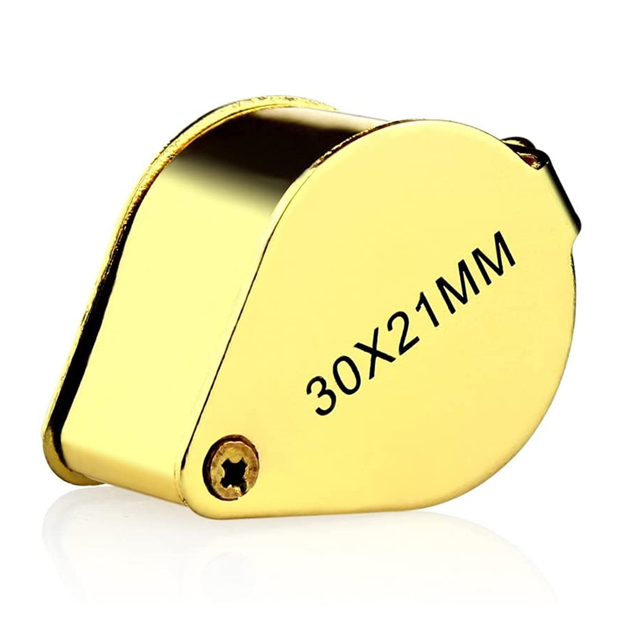 Pineapple 30X Jewelers Loupe Magnifier Foldable Pocket Magnifying Glass Small Jewelry Eye Loop for Jewelers, Gems, Diamonds, Plants, Coins (Gold)