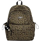 Cute Cheetah Backpack for Women Men Y2k Purse Aesthetic Leopard Print Academia Preppy Shoulder Bag Bookbag Streetwear (Brown)