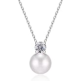 RuixiVelle Pearl Necklaces for Women AAA+10-11mm Freshwater Pearl Pendant and CZ Diamond Trendy,Christmas Mothers Day Valentine's Day Gifts For Women Anniversary Fine Jewelry