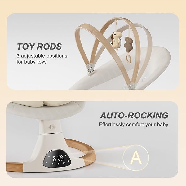 BABY SWINGS FOR INFANTS, MONAMII BABY SWING, INFANT SWING WITH 5 SPEEDS, 10 LULLABIES, ELECTRIC SWING FOR BABY, INDOOR & OUTDOOR USE (BEIGE)