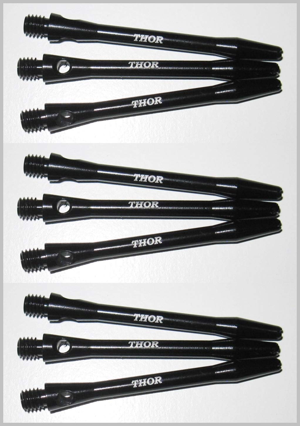 THOR-DARTS ®™ Aluminium shafts, 47 mm, medium dart aluminium shafts, set of 3 = 9 pieces, black