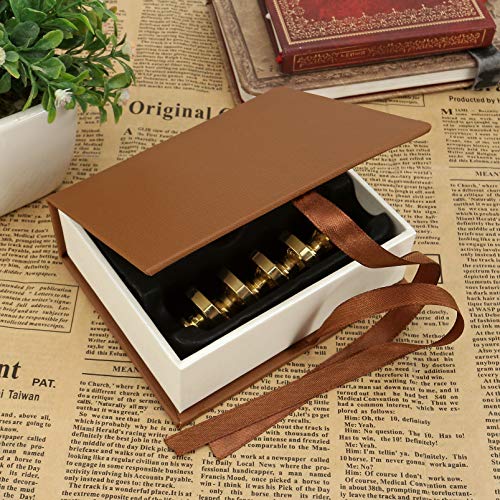 Wax Seal Stamp Set, Mornajina Botanical and Moon Series Sealing Stamp, 6PCS Vintage Brass Stamp Heads + 1Pcs Wooden Handle Kit for Wedding Invitation
