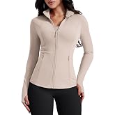 AVGO Womens Workout Jackets Lightweight Zip Up Jacket Running Gym Top | Pockets &amp; Thumb Holes, Slim Fit, Snatched Waist, BBL Effect, Long Sleeve, Lightweight, Buttery-soft, Athletic, Yoga, Training