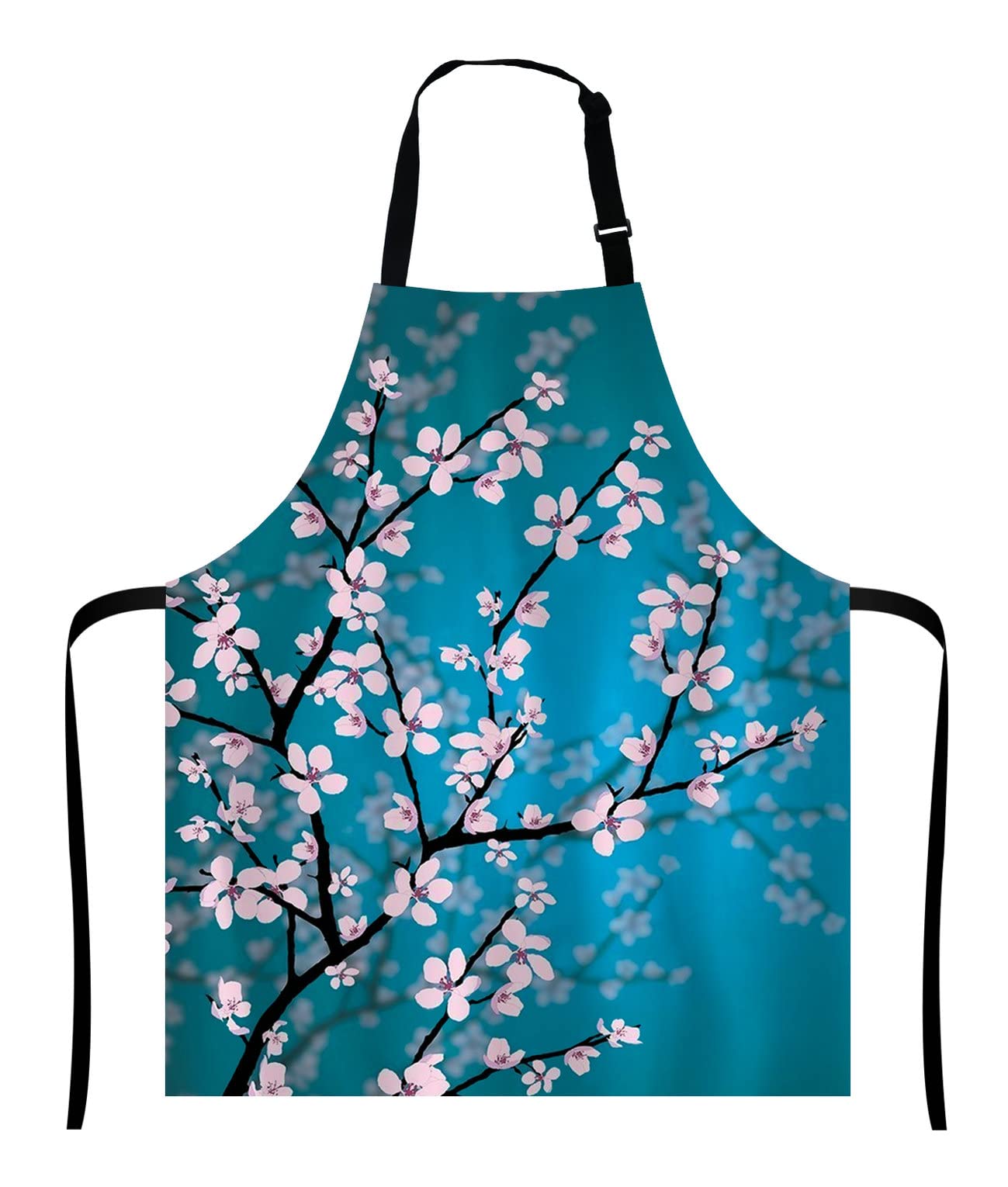 Wasach Spring Japanese Cherry Blossom Apron, Flowers Adjustable Neck Bib for Men Women,Suitable for Kitchen Cooking Waitress Chef