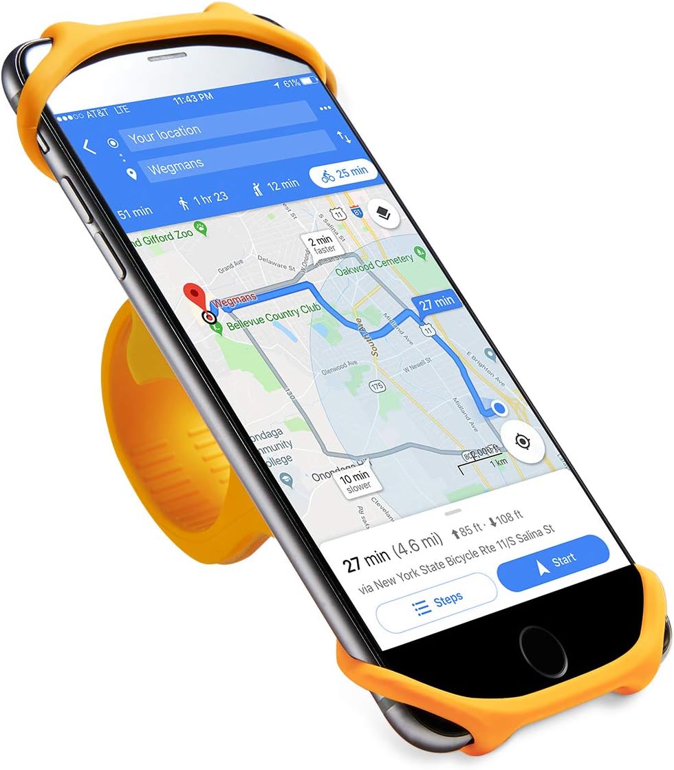 Cyclepartner Universal Phone Mount for Bike Non-Slip Shockproof German Silicone Cellphone Bicycle Motorcycle Holder Mobile Smartphone Compatible for iPhone X, XS MAX,Plus 8 7 6 5,Galaxy,Note (Mango M)
