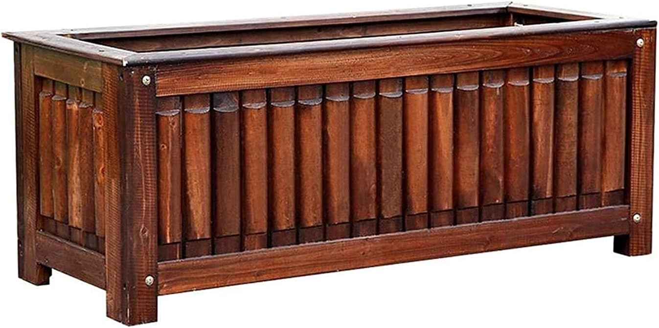 LSYFCL Raised Garden Bed for Vegetables Large Rectangle Antiseptic Vegetable Planter Carbonized Solid Wood Veg Trug Herbal Flowers Plants and VegetablesSolid Wood Plastic Elevated Garden Bed