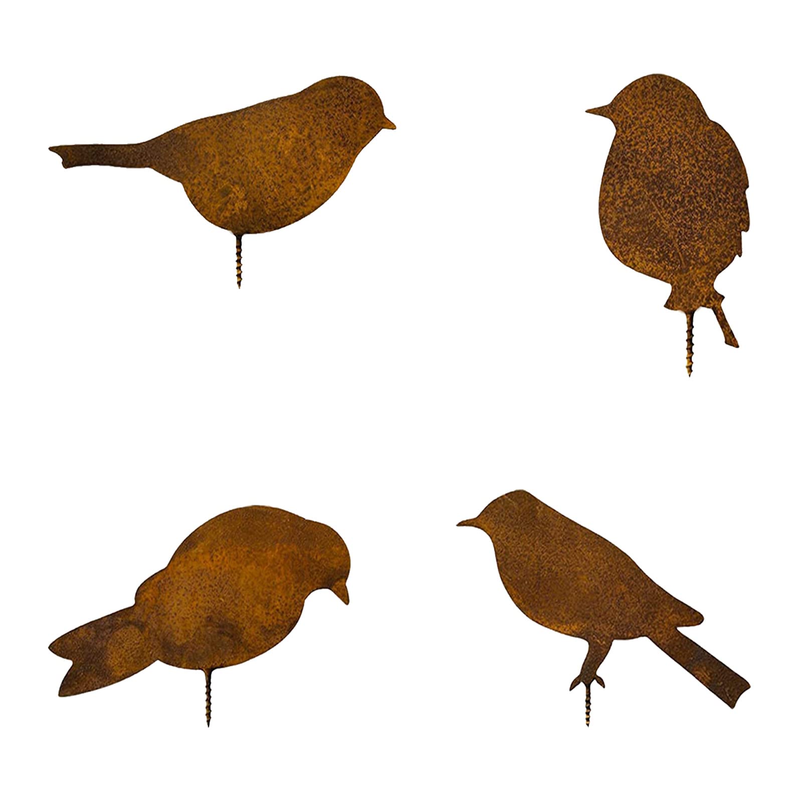 SVUPUE Metal Birds, Rusty Birds Decoration, 4 Patina with Screw, Suitable for Garden, Interior Decoration