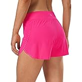 HeyNuts My Pace Running Shorts for Women, Mid Waisted Reflective Athletic Shorts Lined Workout Shorts 3"