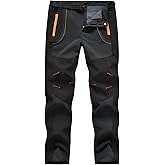 TBMPOY Men's Snow Ski Hiking Pants Waterproof Winter Fleece Lined Pants Camping Skiing Ice Fishing Pants with Belt