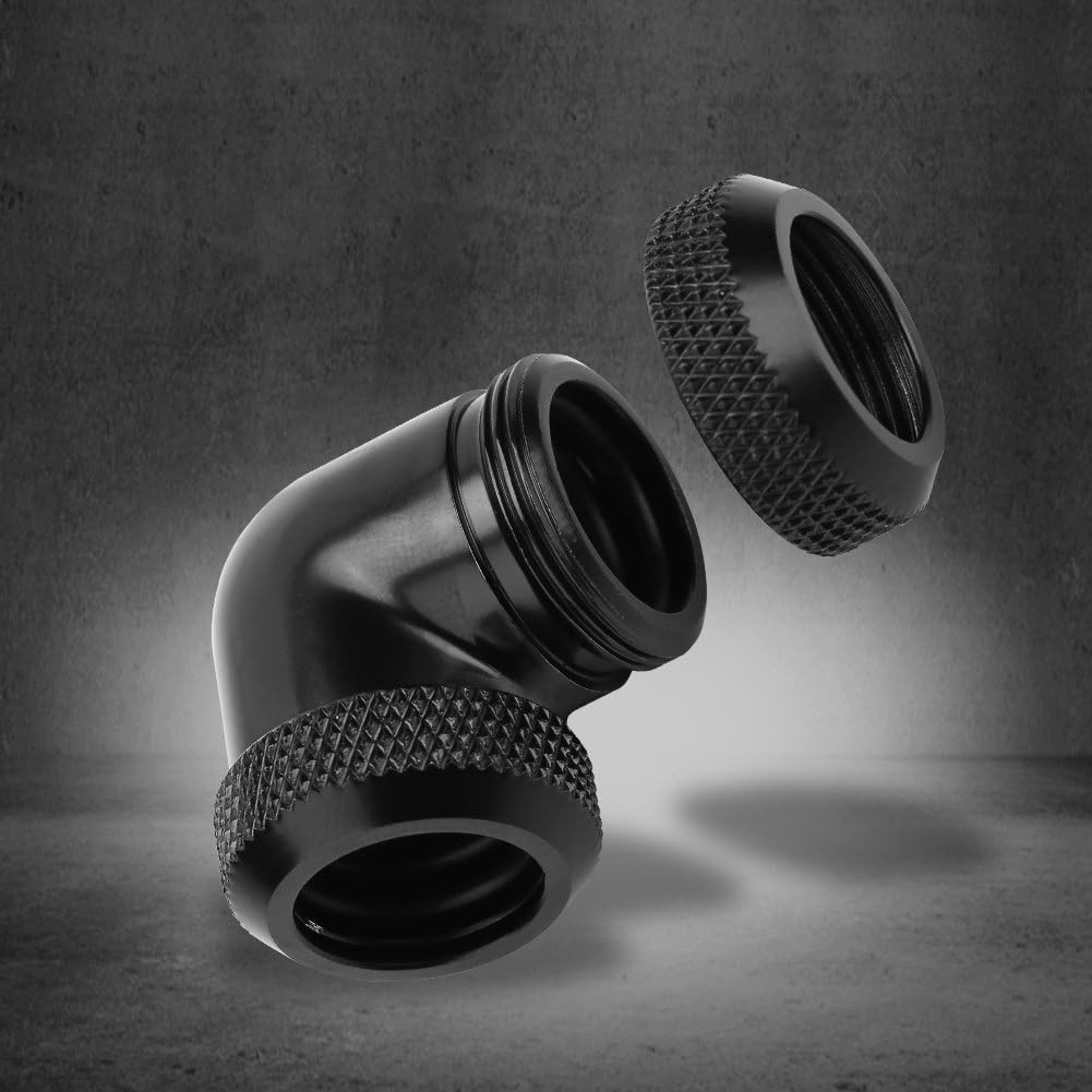 Richer-R 90 Degree Elbow Tube,14mm OD G1/4 DIY Twist 90 Degree Elbow Dual Hard Pipe Tube Connector Water Liquid Cooling(Black) - Image 4