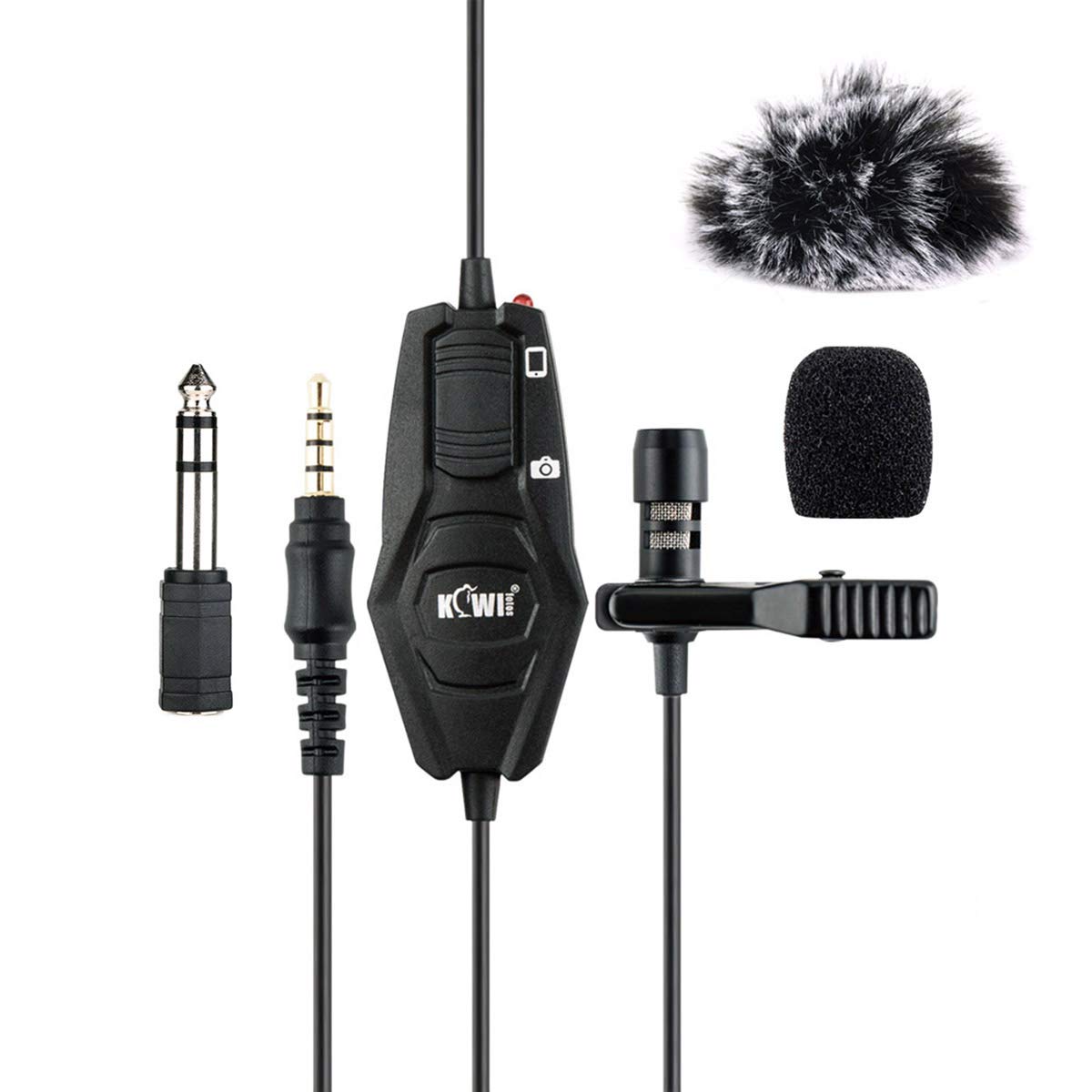 KIWIFOTOS Lavalier Microphone, Professional Clip-on Lapel Mic Omnidirectional Condenser with 7M Cord for Camera/Smartphone for Recording Interview Video Vlog Conference Podcast Voice Dictation