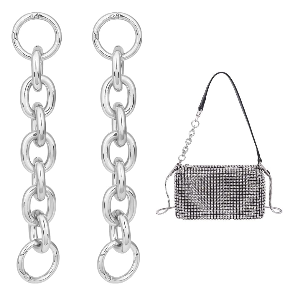 UNICRAFTALE 2 Pcs Bag Extender Chain Alloy Cable Purse Strap Extender for Shoulder Bag Platinum 15.5cm Chain Strap Extender Replacement Accessory Bag Chain Straps for Purse Clutch Handbag Supplies