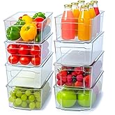 Utopia Home - Fridge & Refrigerator Organizer Bins (8 Pack), Clear Stackable Durable Plastic Storage Containers with Easy Gri