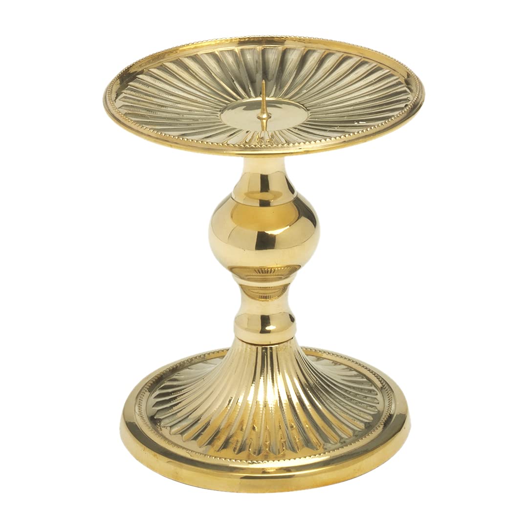 NKlaus Glanz Disc candlestick brass gold height 12cm candlestick Ø11cm altar candlestick 10753
