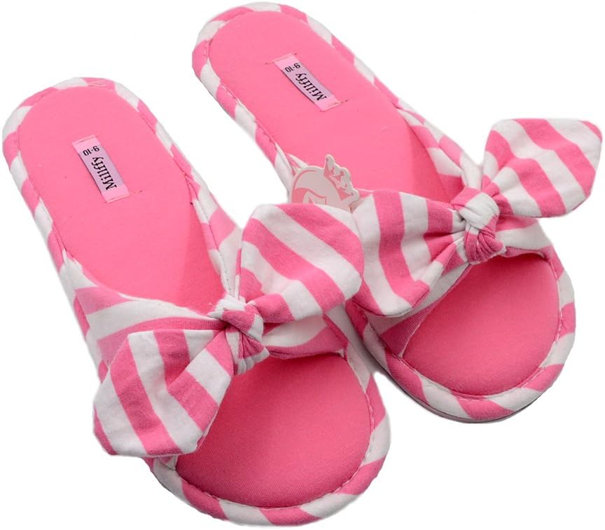Millffy Summer Ladies House Shoes Home Slipper Cotton Indoor Bowknot Bedroom Slippers