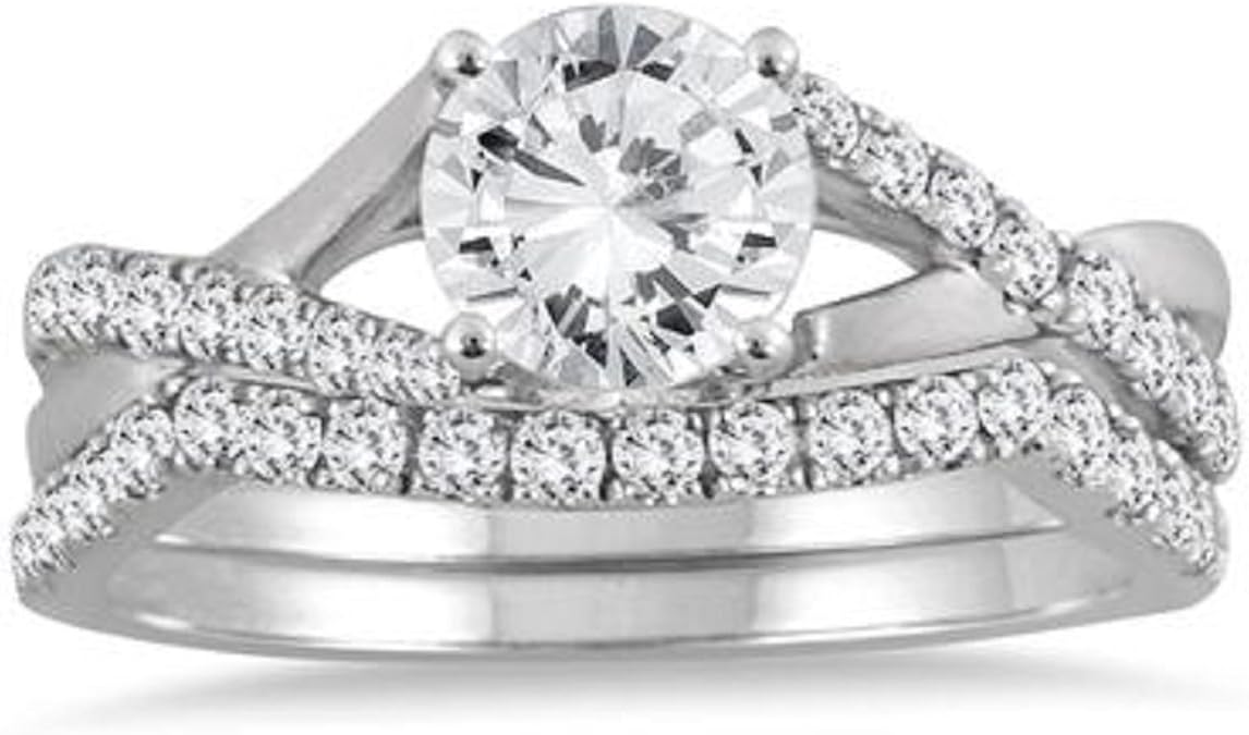1 1/2 CARAT ROUND CUT LAB CREATED DIAMOND BRIDAL SET RING