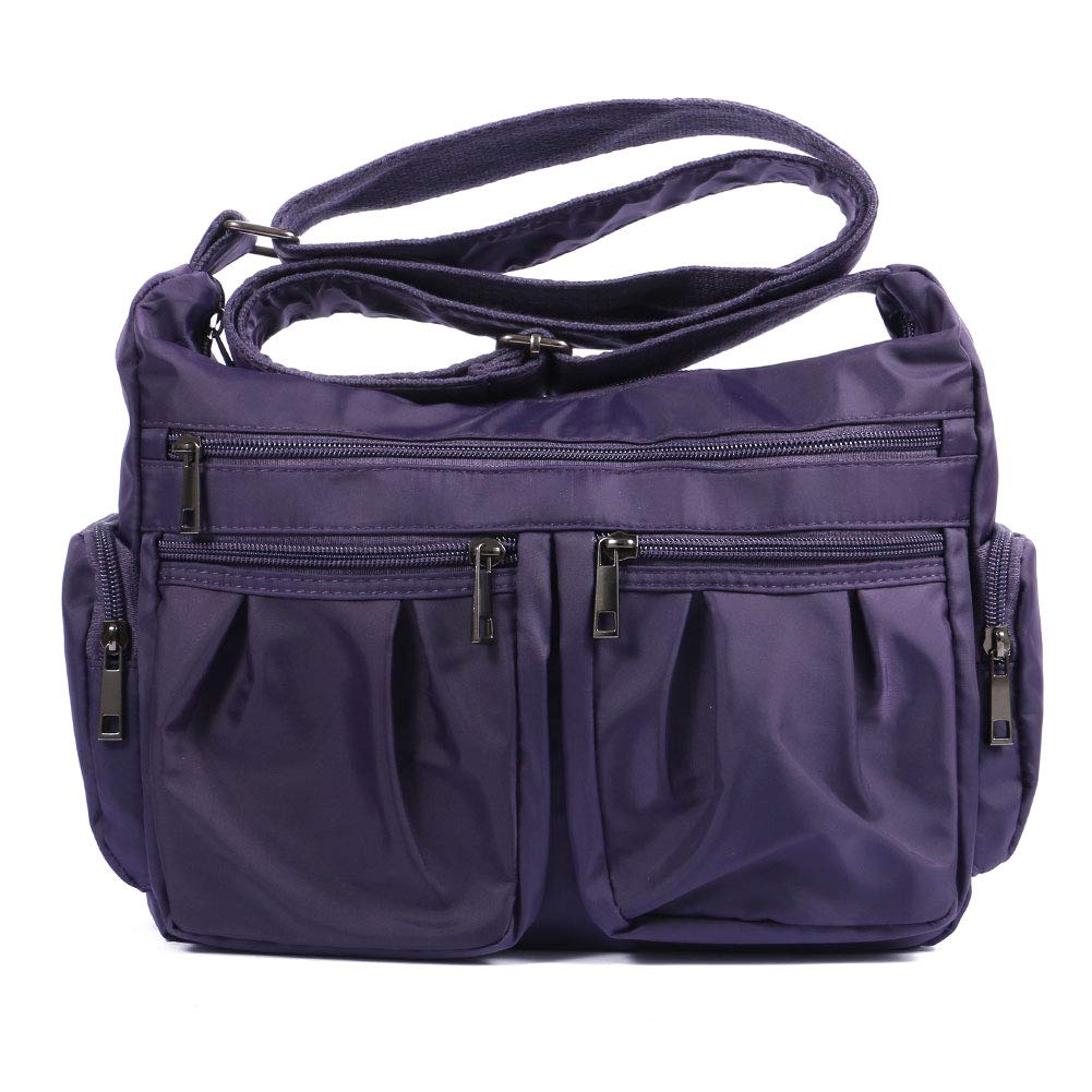 TENXITER Multi Pocket Shoulder Bag Corss-body Purse Waterproof Nylon Travel Handbags for Women