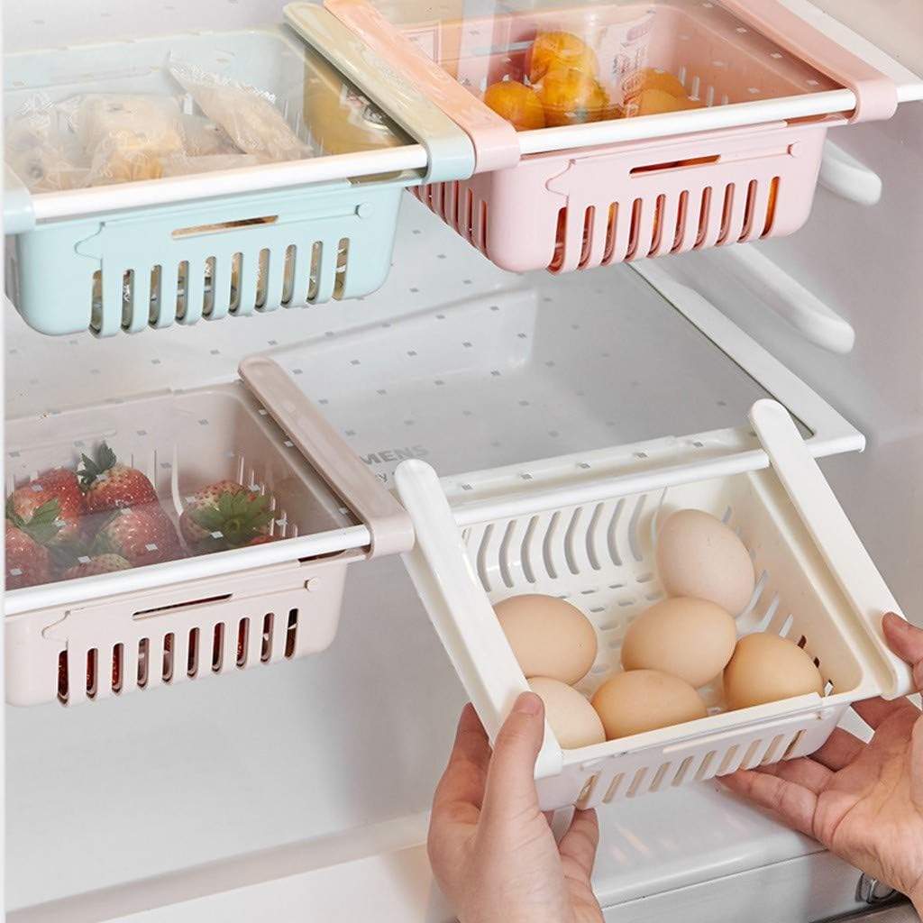 Sendke Pull-Out Refrigerator Drawer Fridge Storage Box Organizer Rack Basket Shelf Holder Food Fresh-Keeping Classified Container Box Multipurpose Fridge Holder Storage Rack