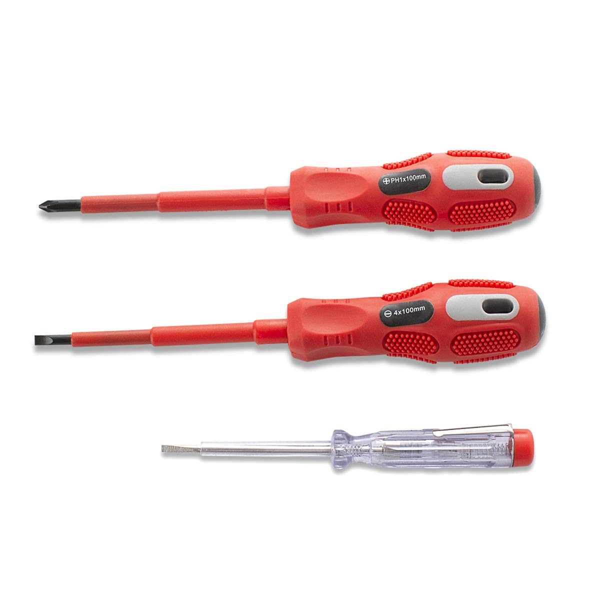 FINDER XJ193083P Profession Insulated Electrician Screwdriver Set Slotted and Phillips Screwdriver Set with Electric Pen, Set of 3pcs