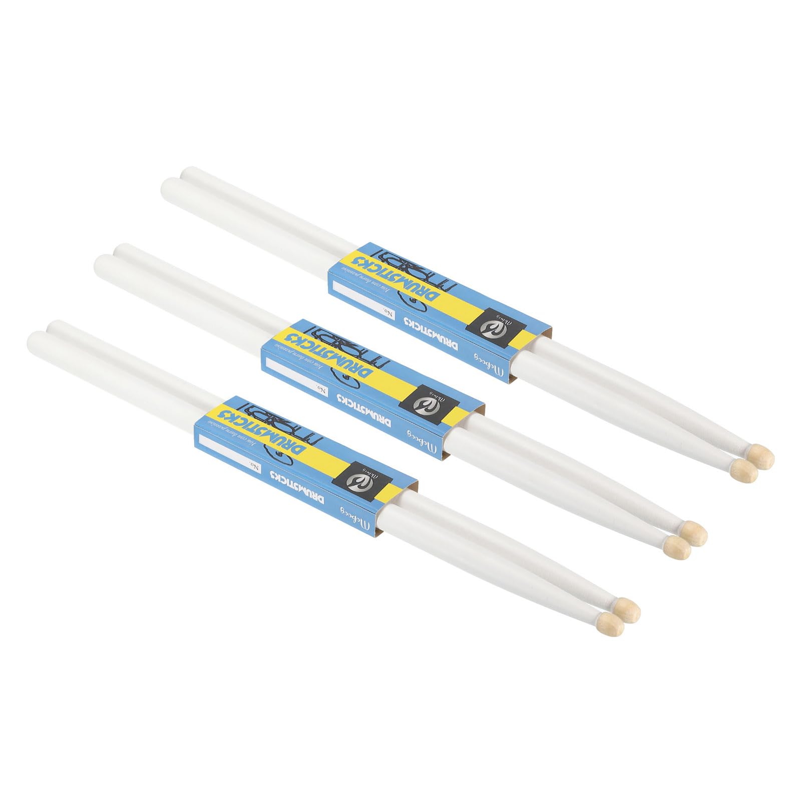 PATIKIL 3 Pair Maple Wood Drumstick Anti Slip Drum Stick 5A White for Drumming Musical Instrument Percussion