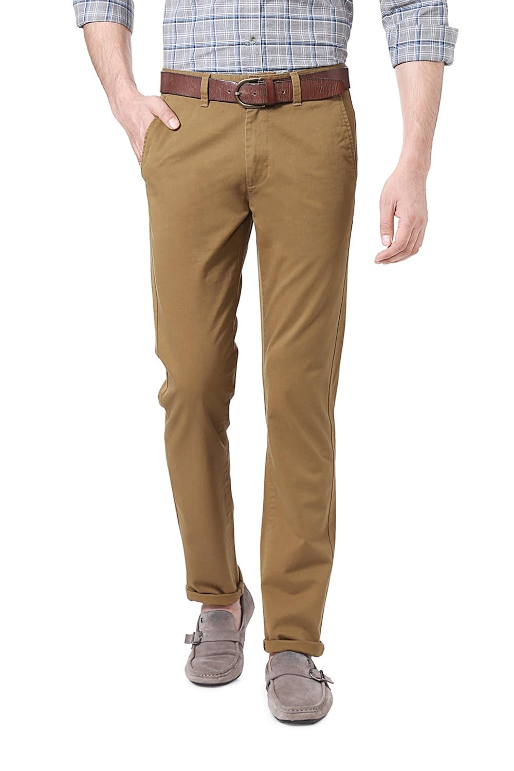 peter england khaki trousers