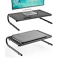 WALI Monitor Stand Riser, Laptop Holder Printer Riser Desk Accessories, Vented Metal Platform and 4 inches Height Underneath