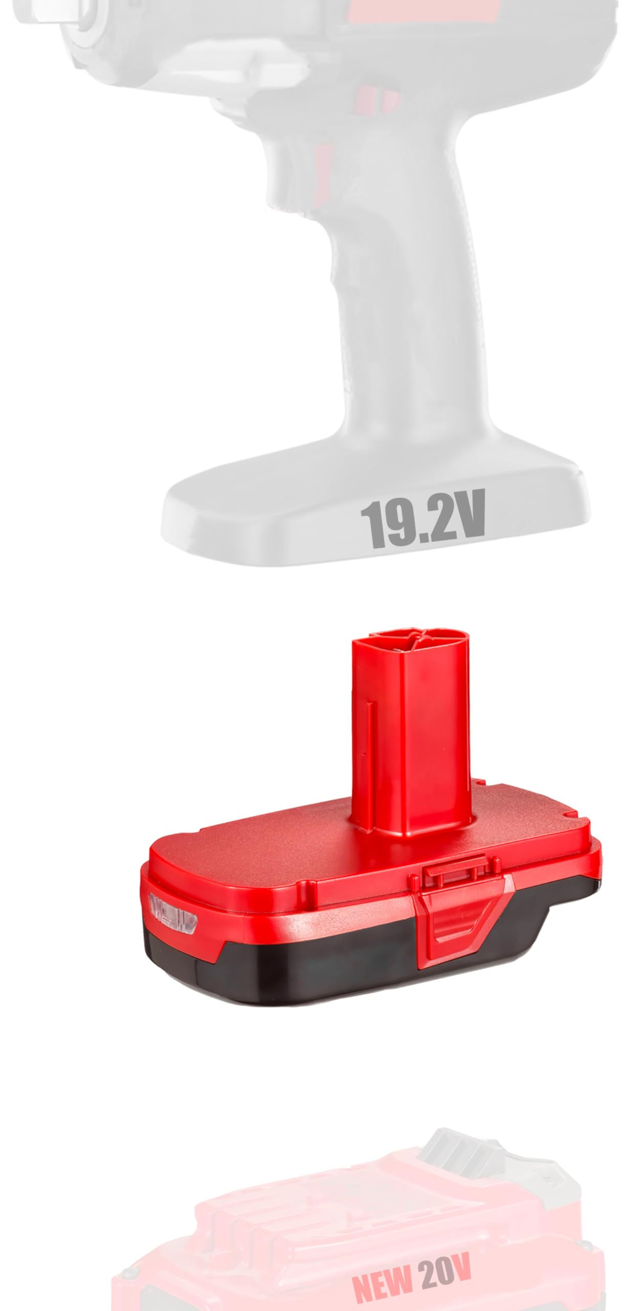 Photo 1 of NovaQuantic Adapter Upgrade for Craftsman Older 19.2V Tools - Compatible with Craftsman New 20V (with V20 Logo) Battery Installation for Power Supply (No Charging Function) - 1 Adapter Only