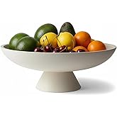 DEYIMAN 12" White Concrete Fruit Bowl - Modern Minimalist Concrete Decorative Bowl for Kitchen Counter, Living Room Coffee Table Storage