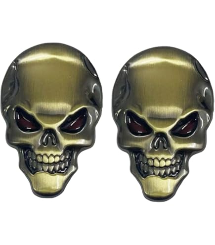 Stickers Pour Voiture Metal Skull Autocollant De Voiture, 2 Pcs De 3D Skull En Alliage De Zinc Mu00e9tal Autocollant De Sticker Harley Davidson