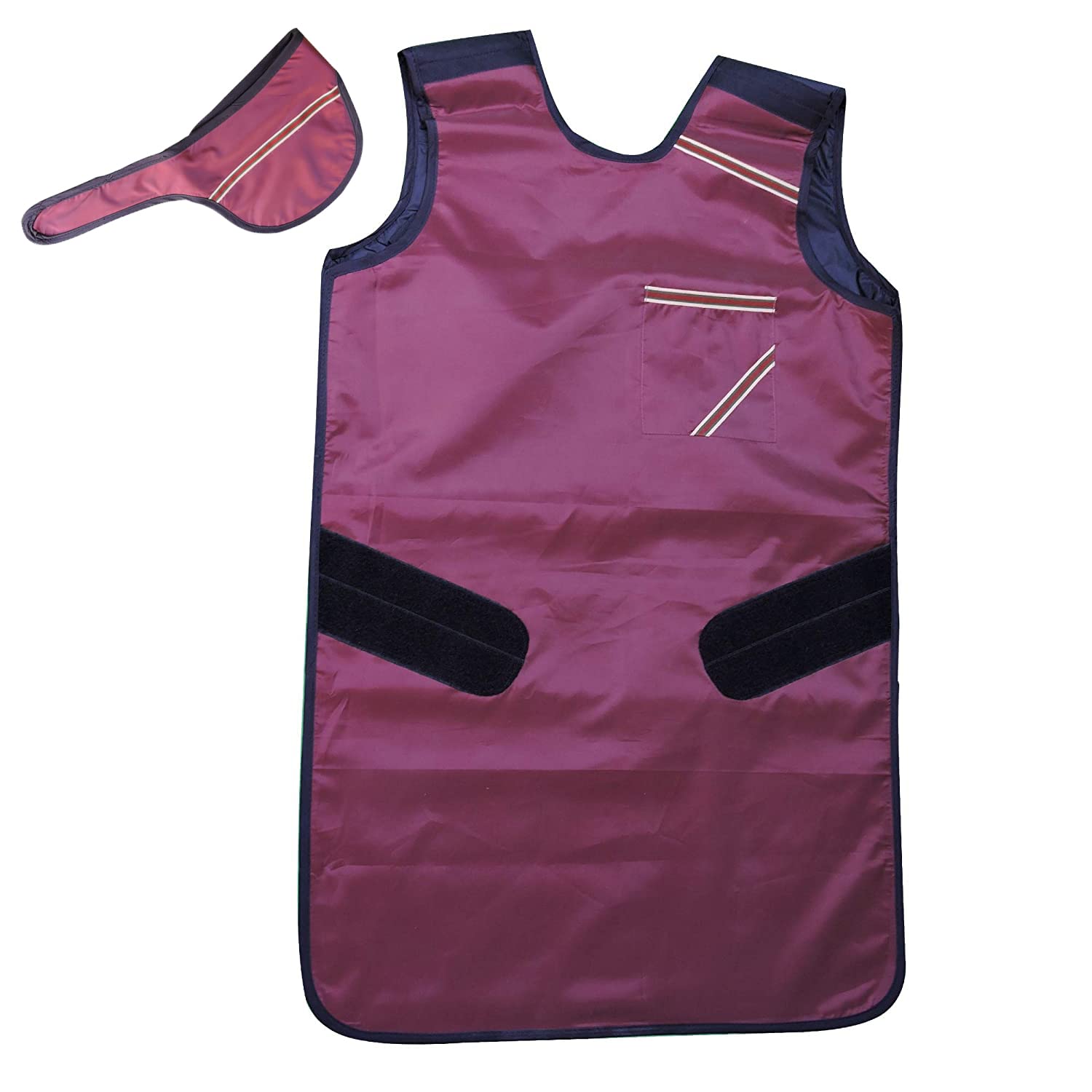 Maroon Color Lead Apron 0.5mm Lead (pb) Equivalency WITH Thyroid Shield (Thyroid Collar) Protection for Working with X-Ray Machine | Lead Apron WITH Thyroid Shield (Thyroid Collar) and Robust Hanger
