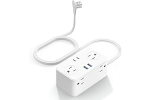 KAKYANILL Travel Power Strip with USB Ports (3.0A), Ultra Flat Plug Power Strip, 6 AC Outlets, 4 USB Ports (2 USB C), 3ft Wrapped Around Extension Cord for Cruise Ship Travel Essentials