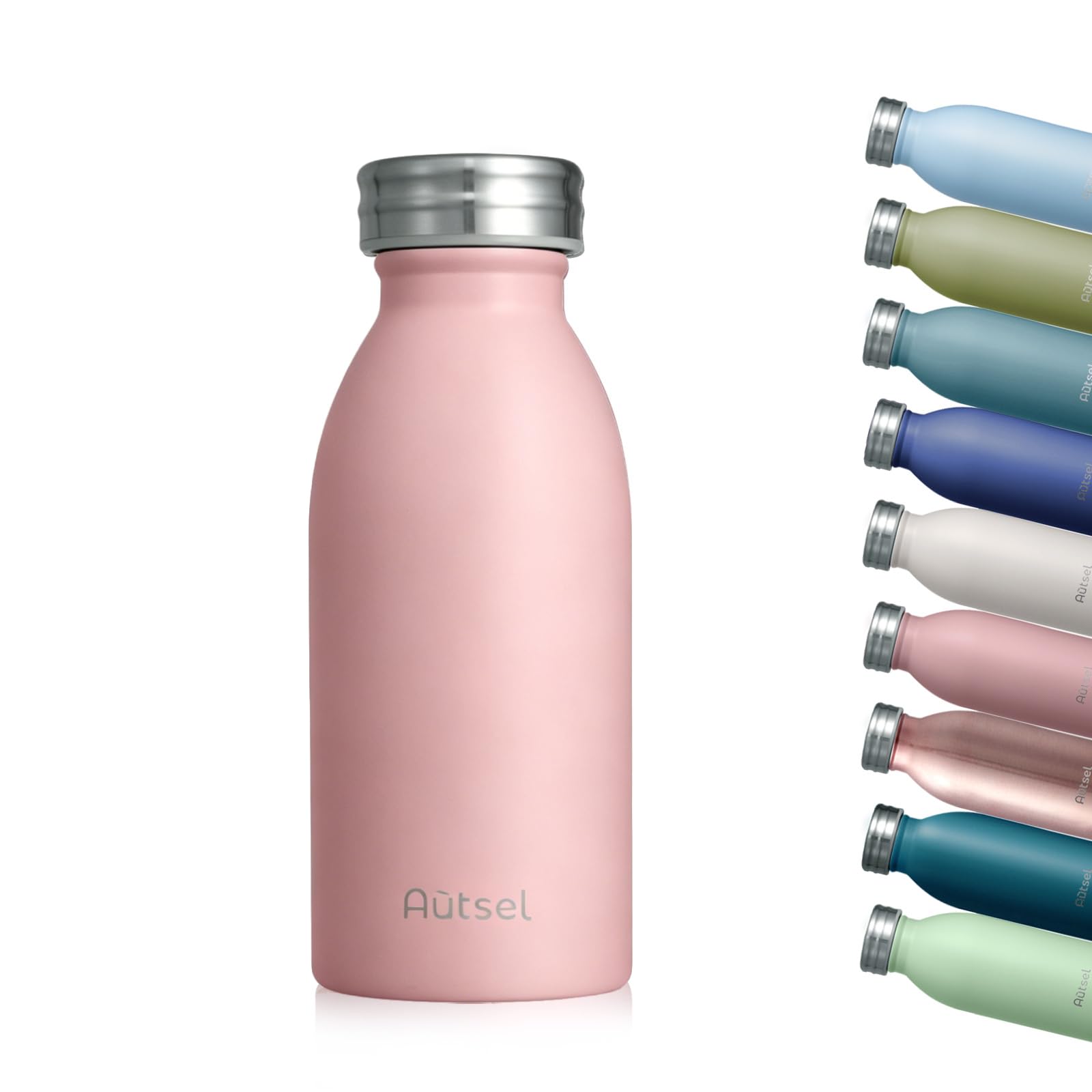 Autsel Stainless Steel Water Bottle 350ml Double Walled Vacuum Insulated Metal Water Bottle Leakproof Sports Flask Bottle BPA Free