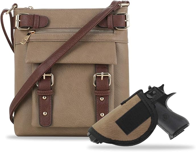 Jessie & James 2 Toned Belt Concealed Carry Crossbody Bag Gunbag Shoulder Purses For Women with