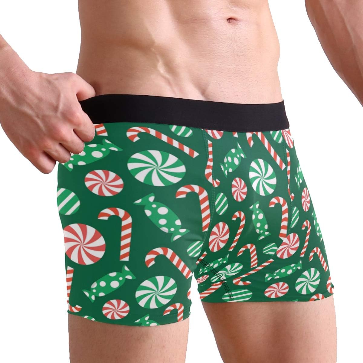 PNGLLD Christmas Candy Cane Boxer Briefs Underwear for Men Boys Youth Spandex ComfortSoft at