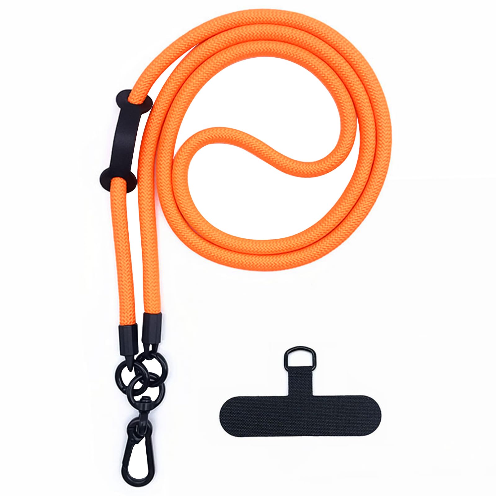 Huakaile Detachable Nylon Mobile Phone Lanyard Universal Adjustable Phone Strap Crossbody Thick Rope CellPhone Neck Strap with Hook Wrist Strap Patch for Most Smartphones （Orange）