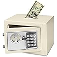 Flexzion Small Safe Box with Drop Slot - Electronic Drop Safe Box for Money with Digital Combination Keypad Lock - Cash Safe Box for Cabinets, Home & Office Security (12"x8"x8"), White