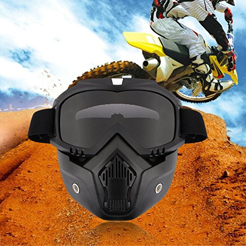 Baynne Detachable Motorcycle Helmet Anti-UV Goggles Shield Windproof Riding Face Mask(Color:Black)