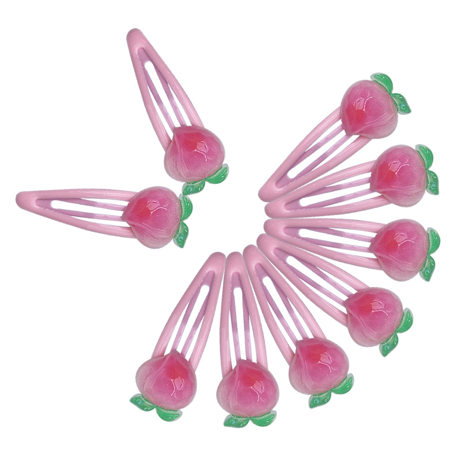 Photo 1 of 20Pcs Peach Snap Hair Clips, Pink Hair Barrettes, Fruit Snap Hair Clips for Girl