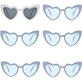 Loanzeg 6 Pairs Bachelorette Party Sunglasses Heart Shaped Sunglasses Party Decorations Bridesmaid Proposal Gifts Women (6, White&Blue)