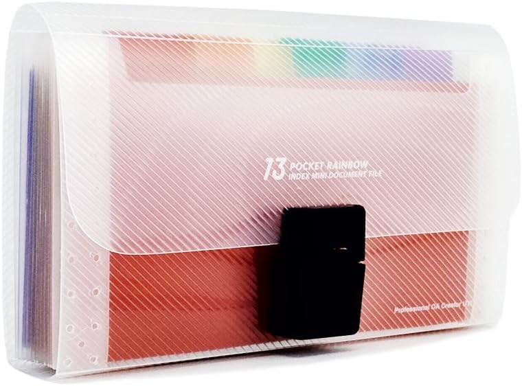 13 Pockets Accordian File Organizer, 7x4.5 Inches, A6 Plastic Wallet for Cards, Coupons, Receipt, Tax Item, Mini Expanding Folders, Expandable Portable Folder : Office Products