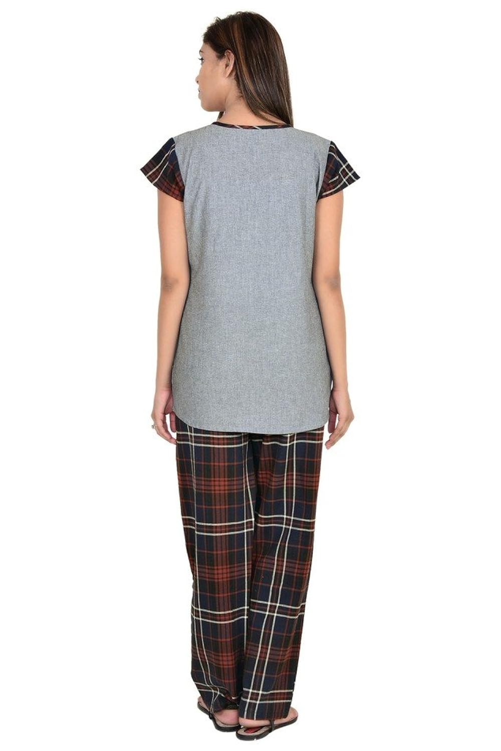 9teenagain solid top and checkered pajama set