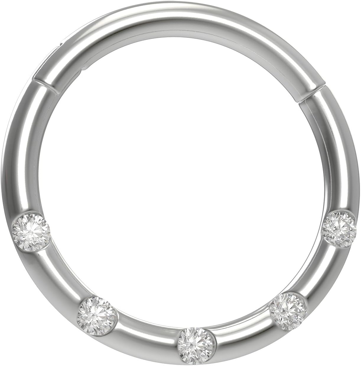 2pc 18g 1mm CZ Hinged Segment Rings Steel Septum Bar Nostril Seamless Clicker Hoop Cartilage Bar Nose Bar Ear Tragus - Image 4