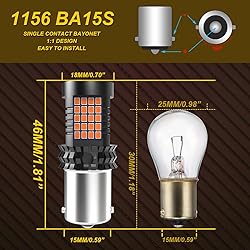 NATGIC Amber 1156 P21W LED Bulb Yellow Canbus Error