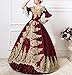 ROLECOS Womens Royal Retro Medieval Renaissance Dresses Lady Satin Masquerade Dress Wine Red