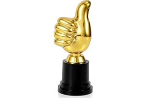 Gosknor Golden Thumbs Up Trophy, 13cm/5.12in Engraving Funny Plastic Winner Award Status Sculpture for Celebrations Sports Game Classroom Job Football Competition Rewards for Recognition Gift