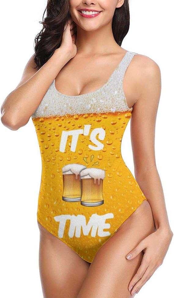 Amazon Co Jp そのビールタイム レディース 速乾性 ワンピース水着 弾性 スクール水着 ソフトカップ フィットネス水着 服 ファッション小物