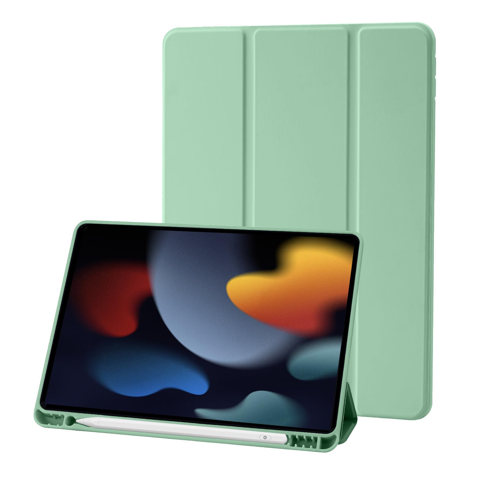 Cover Compatible with iPad 9 8 7 Generation (10.2 Inch, 2021/2020/2019 Model), Supports Pencil Charge 2nd Gen, Car Wake Up/Sleep, Tablet Accessories (Matcha Green) — image 1